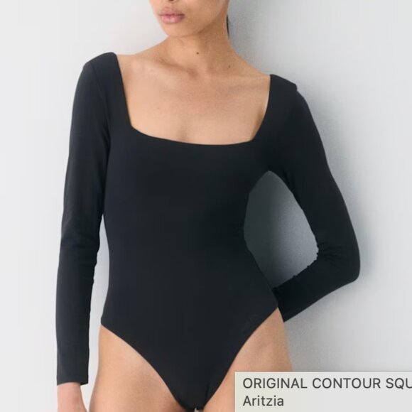 Babaton Square Neck Long Sleeve Contour Thong Bodysuit snaps P2P 13”-16” L:24.5” - Picture 10 of 10